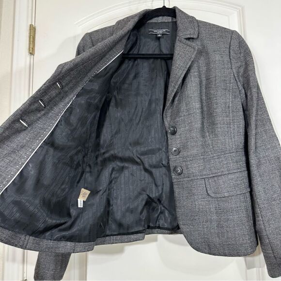 ANN TAYLOR WOOL BLEND 3 BUTTON LONG SLEEVE GRAY BLAZER 2 - Picture 4 of 11
